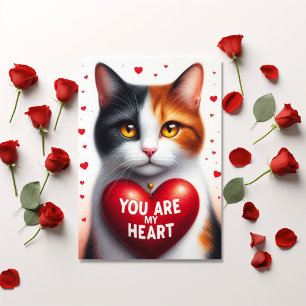 You Are My Valentine Heart Poem Calico Cat  Holiday Card