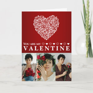 You Are My Valentine Rose Heart Photo Card