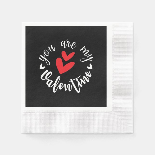 You are my Valentine, two little hearts Napkin (Front)