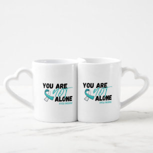 You Are Not Alone PCOS Teal Ribbon Awareness Coffee Mug Set