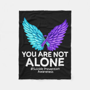 You Are Not Alone Prevention Awareness Teal Purple Fleece Blanket