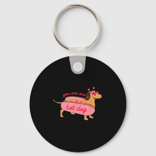 You Are One Hot Dog Dachshund Valentines Heart Gle Key Ring
