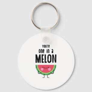 You Are One In a Melon Watermelon Fruit Pun Key Ring