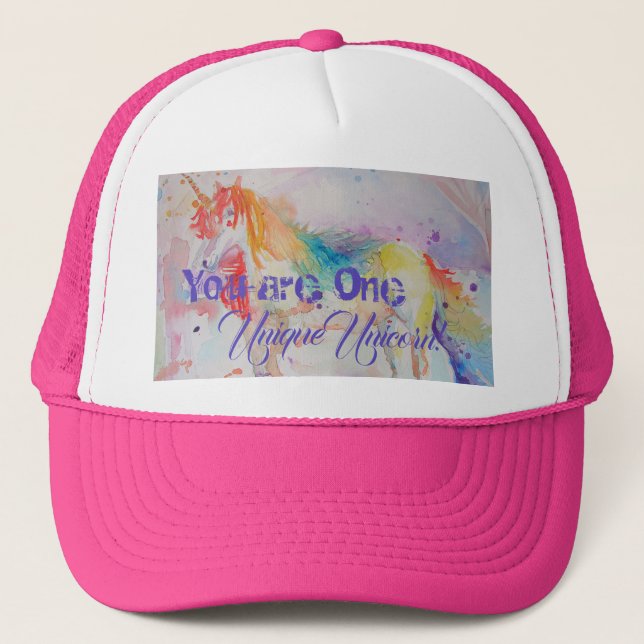You Are One Unique Unicorn! Girls Purple Unicorns  Trucker Hat (Front)