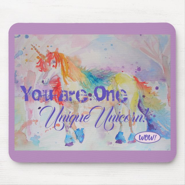 You Are One Unique Unicorn! Mouse Pad Mat Girls (Front)