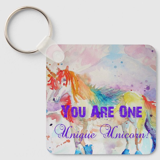You Are One Unique Unicorn! Postcard ladies Girls Key Ring (Front)