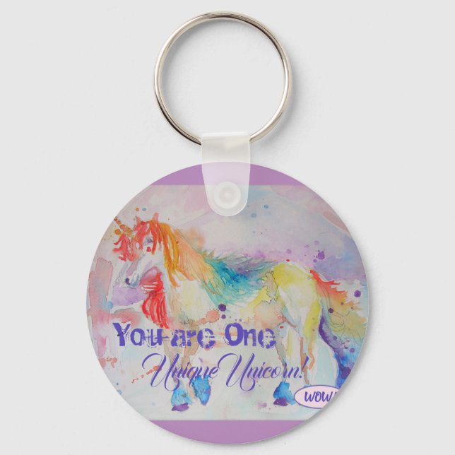 You Are One Unique Unicorn! Postcard ladies Girls Key Ring (Front)
