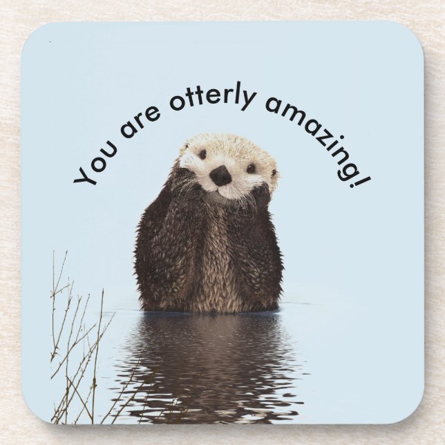 You are Otterly Amazing Funny Pun with Cute Otter Coaster (Front)