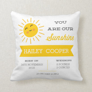 You are our Sunshine - Nursery Birth Stats Pillow
