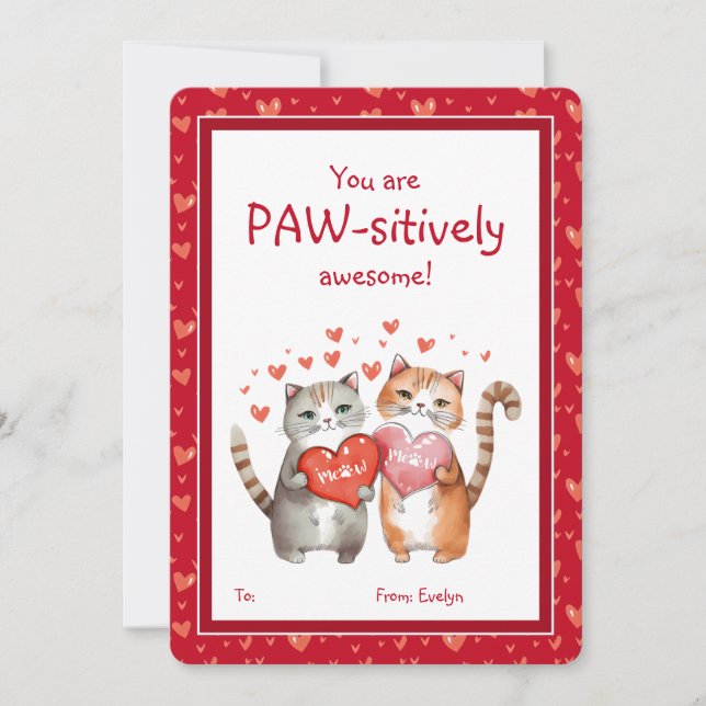 You Are Pawsitively Awesome Classroom Valentine's Holiday Card (Front)