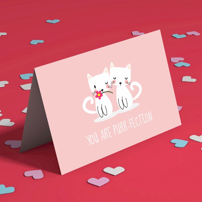 You Are Purr-Fection Lovely Cats Valentines Day Holiday Card (Creator Uploaded)