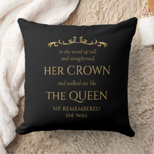 You Are Queen Elegant Modern Typography Black Gold Cushion