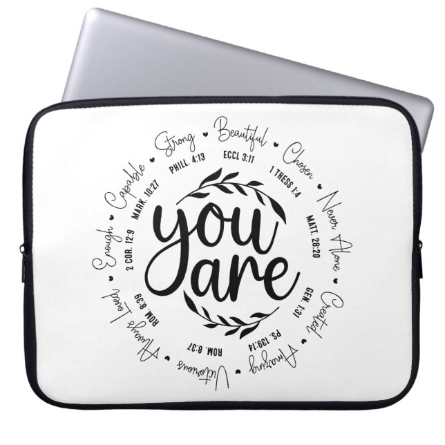 "You Are" Religious Inspirational Bible Verse Laptop Sleeve (Front)