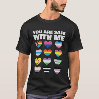 You Are Safe With Me LGBT-Q Cool Rainbow Flag Gay T-Shirt