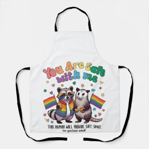You Are Safe With Me LGBT Racoon Animal Apron