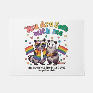 You Are Safe With Me LGBT Racoon Animal  Doormat