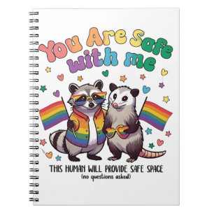 You Are Safe With Me LGBT Racoon Animal Notebook