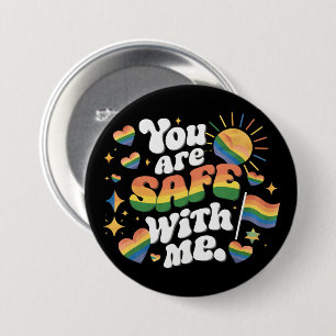 You are Safe with Me LGBT Rainbow Gay 7.5 Cm Round Badge