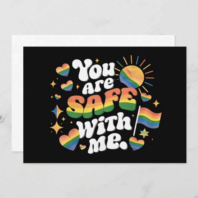 You are Safe with Me LGBT Rainbow Gay Invitation (Front/Back)