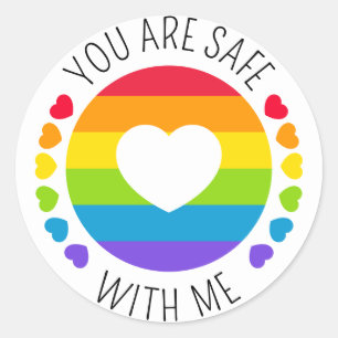 "You Are Safe With Me" LGBT Support Classic Round Sticker
