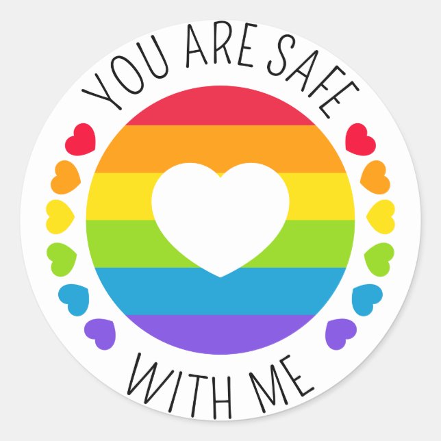 "You Are Safe With Me" LGBT Support Classic Round Sticker (Front)