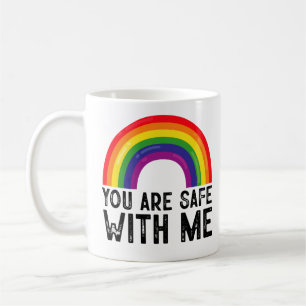 You Are Safe With Me LGBTQ Pride Month Rainbow  Coffee Mug