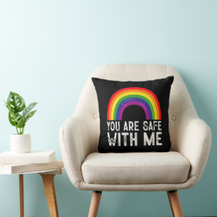 You Are Safe With Me LGBTQ Pride Month Rainbow  Cushion