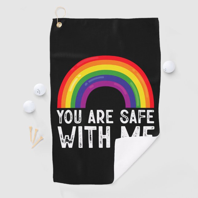 You Are Safe With Me LGBTQ Pride Month Rainbow  Golf Towel (InSitu)