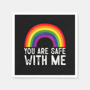 You Are Safe With Me LGBTQ Pride Month Rainbow  Napkin