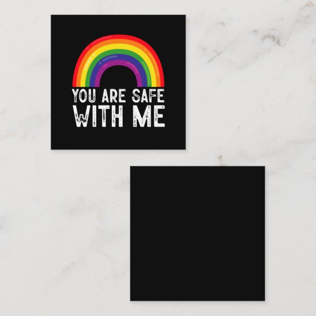 You Are Safe With Me LGBTQ Pride Month Rainbow  Square Business Card (Front/Back)