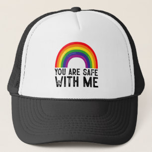 You Are Safe With Me LGBTQ Pride Month Rainbow  Trucker Hat