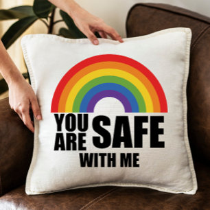 You Are Safe With Me LGBTQ Rainbow Pride Cushion