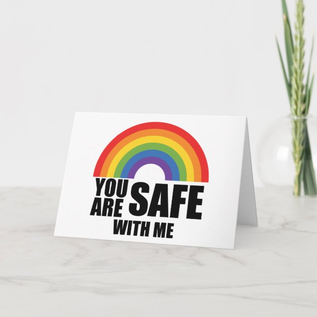 You Are Safe With Me LGBTQ Rainbow Pride  Note Card (Front)