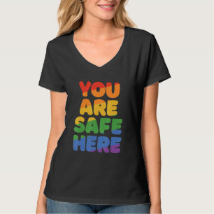 You Are Safe With Me Rainbow Pride Lgbtq Gay Trans T-Shirt
