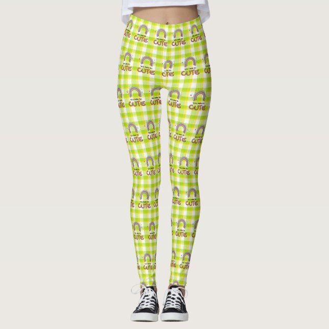 You are So cute  lemon checks leggings (Front)