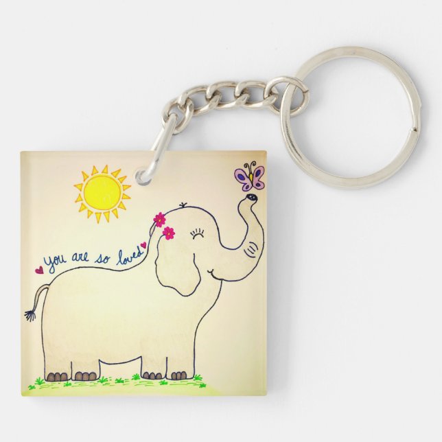 "You are so Loved" Elephant Keychain (Back)