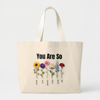 You Are So Loved Floral Affirmation Large Tote Bag
