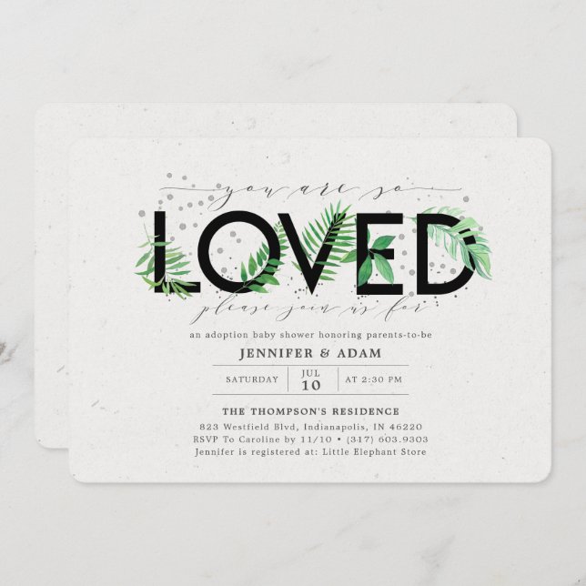 You Are So Loved Tropical Adoption Baby Shower Invitation (Front/Back)