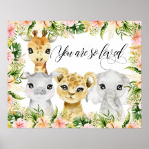 You Are So Loved, Watercolor Safari Animals