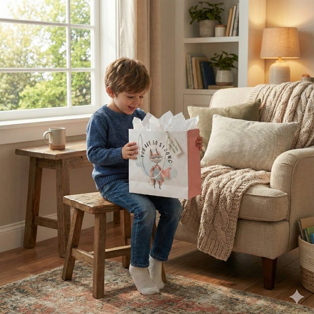 You Are So Strong Fox Gift Bag (Empower someone special with this superhero fox, "You're so strong" gift bag! )