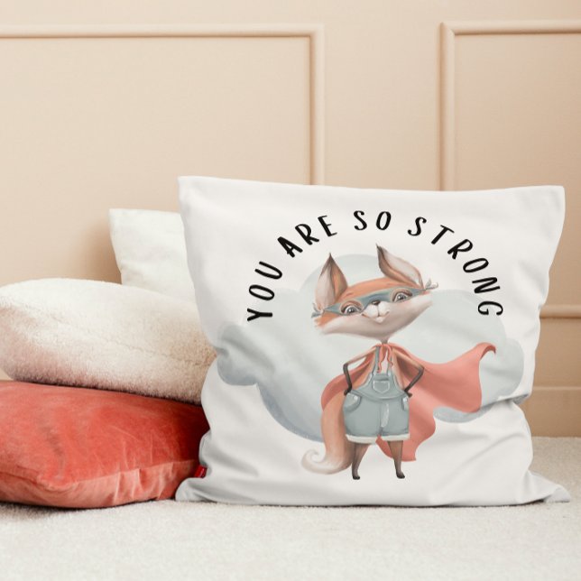 You Are So Strong Fox Throw Pillow (Creator Uploaded)