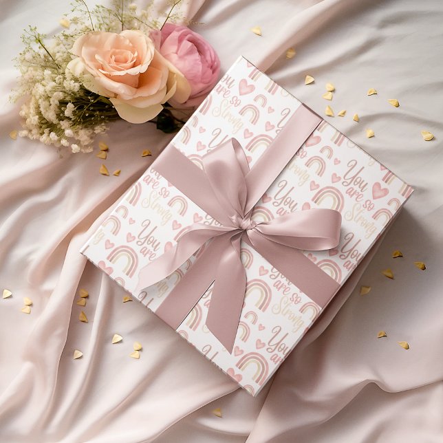 You Are So Strong Rainbow Wrapping Paper Sheets  (Empower someone special with these, "You are so strong" rainbow wrapping paper sheets!)