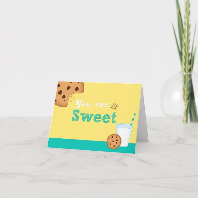 You Are So Sweet Milk and Chocolate Chip Cookies Thank You Card (Front)