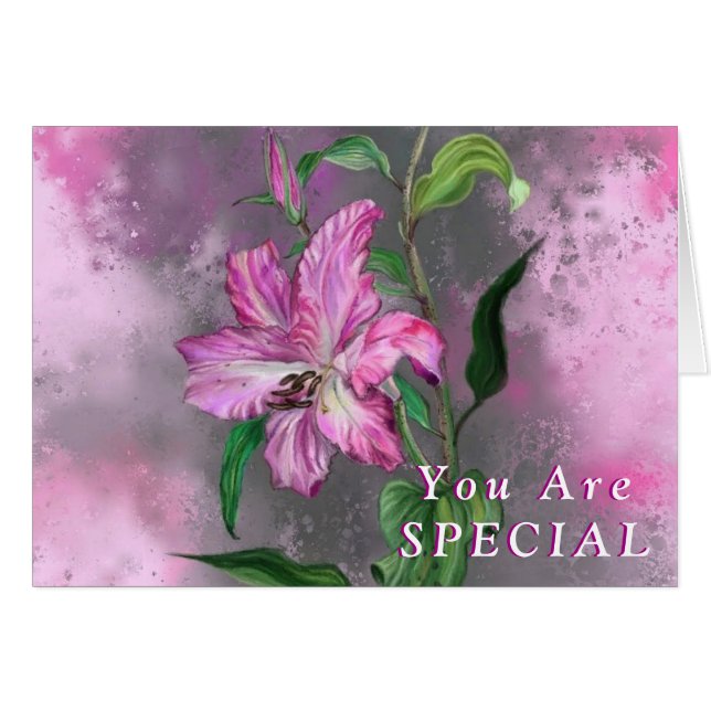 You Are Special Card Purple Pink Lily Flowers (Front Horizontal)