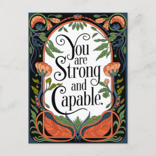 You Are Strong and Capable Inspirational Quote Holiday Postcard
