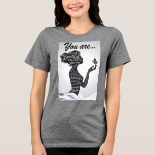 You Are Strong Beautiful Woman Silhouette Typograp Tri-Blend Shirt