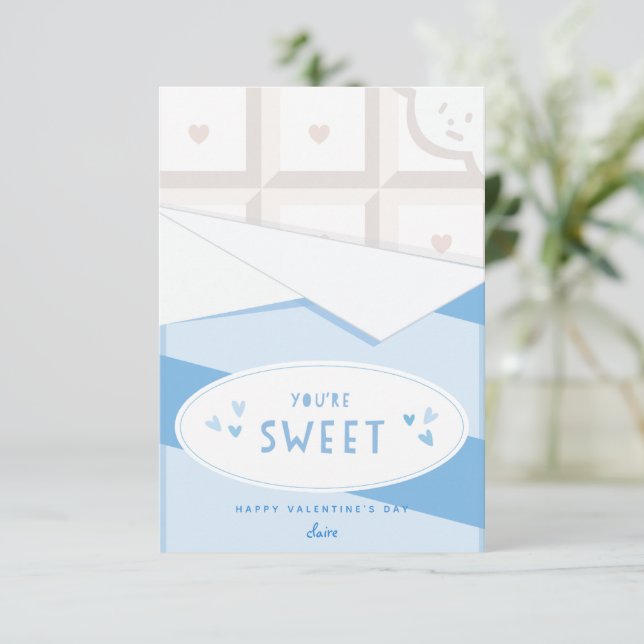 You are sweet classroom Valentine's day card Blue (Standing Front)