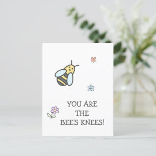 You are the bee's knees! Cute Flowers and Bee Postcard