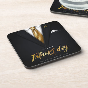 You Are the Best Dad Ever Black Gold Father's Day Coaster