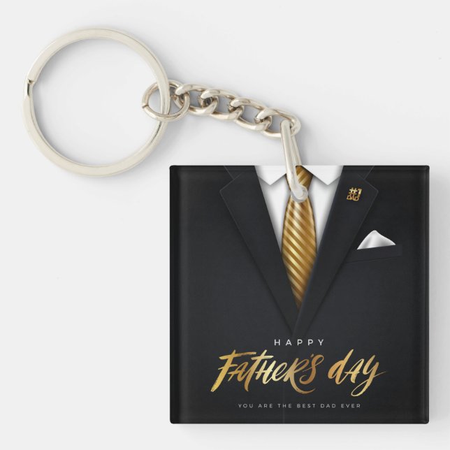 You Are the Best Dad Ever Black Gold Father's Day Key Ring (Front)